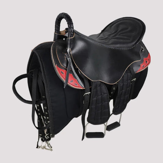Ensemble complet de selle double équitation en cuir pur, selle touristique et de sentier avec accessoires complets pour usage équestre