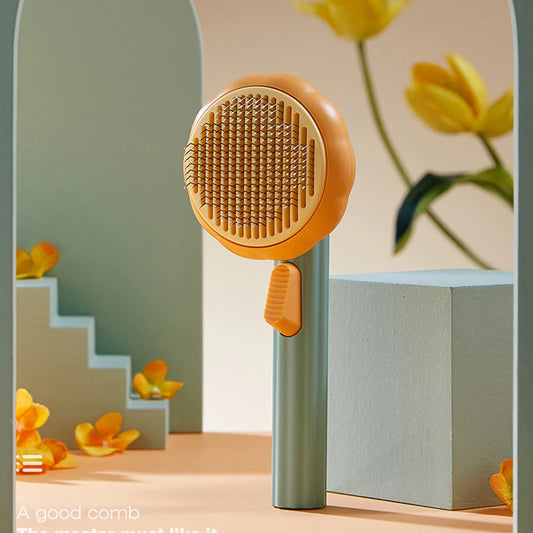 Brosse pour animaux de compagnie citrouille, brosses auto-nettoyantes pour perdre du peigne de toilettage pour chiens et chats, élimine les sous-couches amples et les poils emmêlés