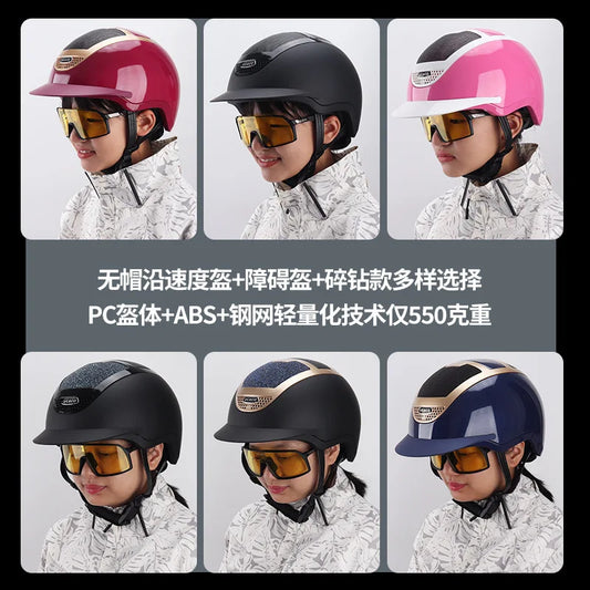 Casque d'équitation réglable pour adultes et enfants, casquette de course de vitesse, casque de sécurité respirant, Flash Diamond